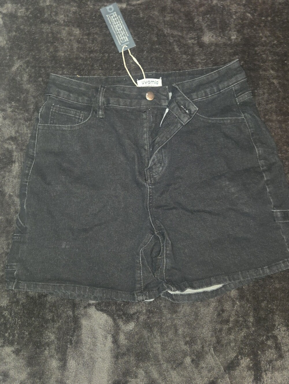 High-Rise Black Denim Jean Shorts by Uvamia